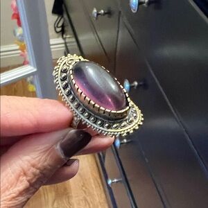 Elegant Purple and Gold Statement Ring